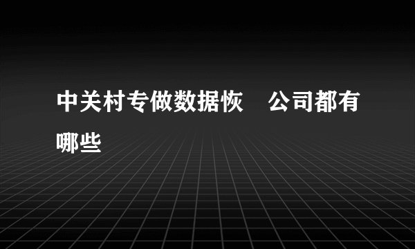 中关村专做数据恢復公司都有哪些