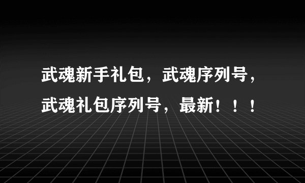 武魂新手礼包，武魂序列号，武魂礼包序列号，最新！！！