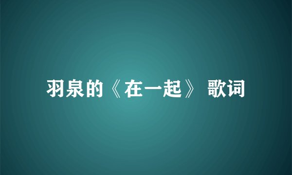 羽泉的《在一起》 歌词