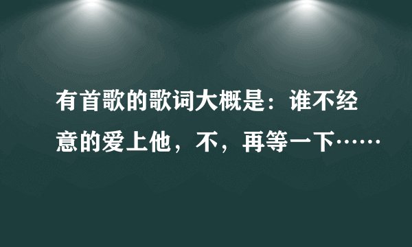 有首歌的歌词大概是：谁不经意的爱上他，不，再等一下……