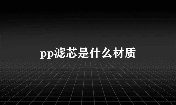 pp滤芯是什么材质