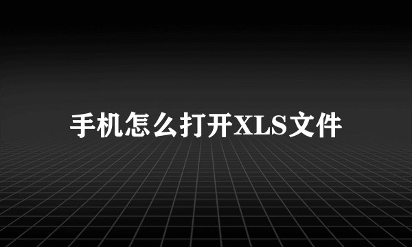 手机怎么打开XLS文件