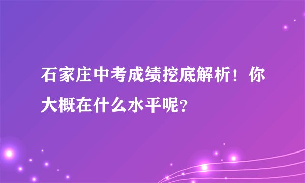 石家庄中考成绩挖底解析！你大概在什么水平呢？