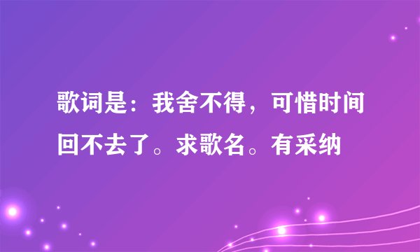 歌词是：我舍不得，可惜时间回不去了。求歌名。有采纳