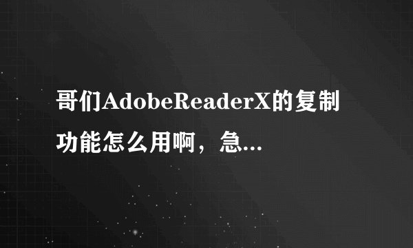 哥们AdobeReaderX的复制功能怎么用啊，急，谢谢？
