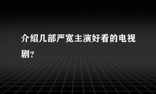 介绍几部严宽主演好看的电视剧？