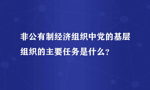 非公有制经济组织中党的基层组织的主要任务是什么？