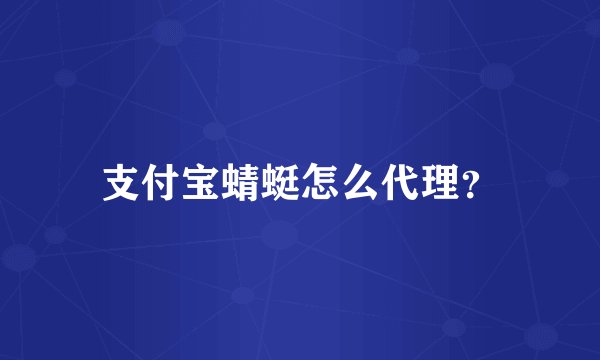 支付宝蜻蜓怎么代理？