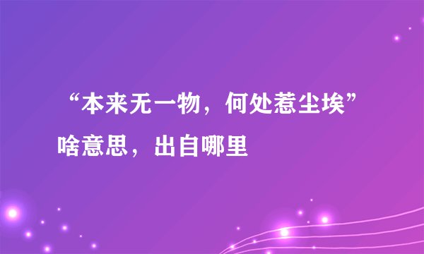 “本来无一物，何处惹尘埃”啥意思，出自哪里