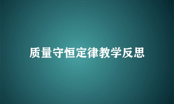 质量守恒定律教学反思