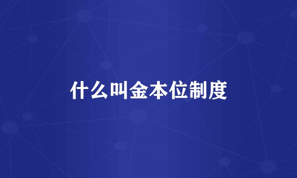 什么叫金本位制度