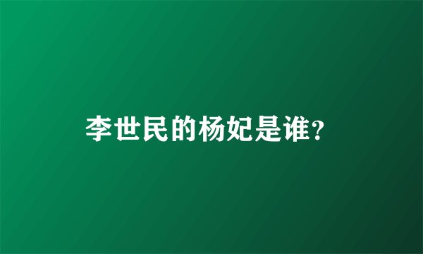 李世民的杨妃是谁？