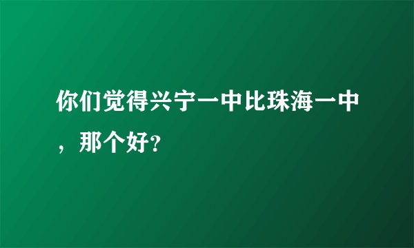 你们觉得兴宁一中比珠海一中，那个好？