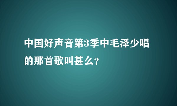 中国好声音第3季中毛泽少唱的那首歌叫甚么？