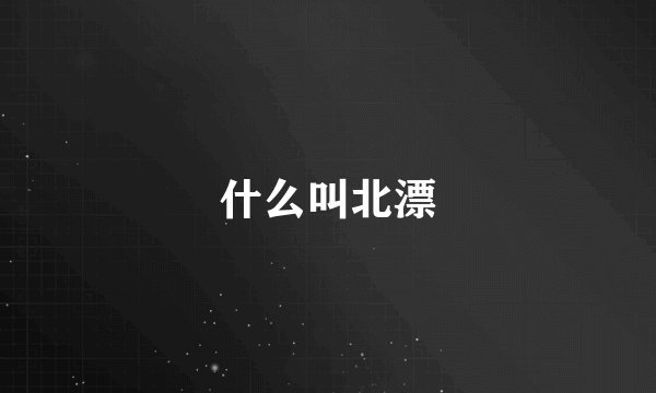 什么叫北漂