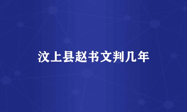 汶上县赵书文判几年