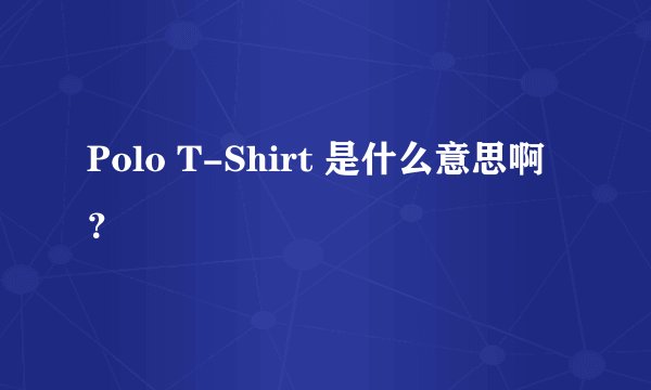 Polo T-Shirt 是什么意思啊？