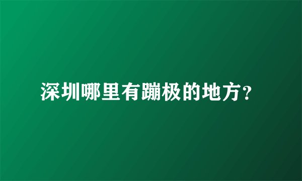 深圳哪里有蹦极的地方？