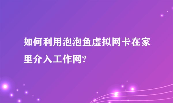 如何利用泡泡鱼虚拟网卡在家里介入工作网?