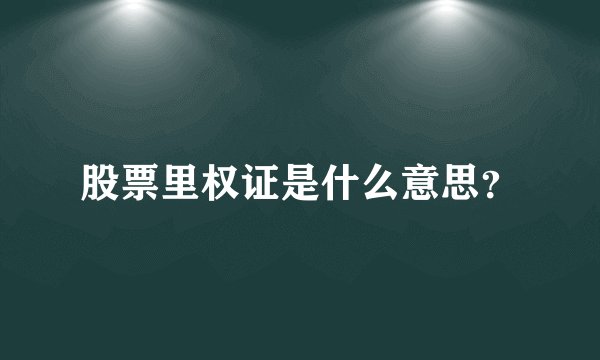 股票里权证是什么意思？