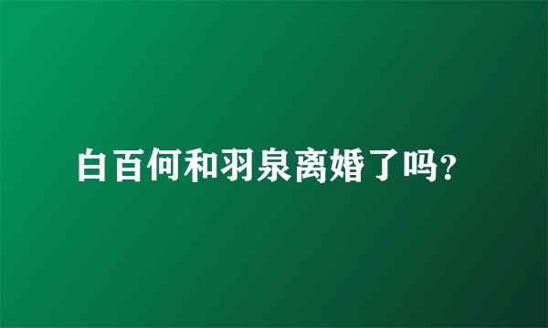 白百何和羽泉离婚了吗？