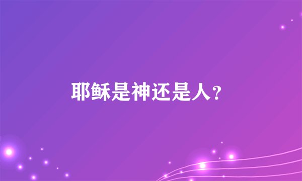 耶稣是神还是人？