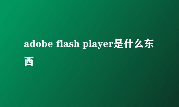 adobe flash player是什么东西