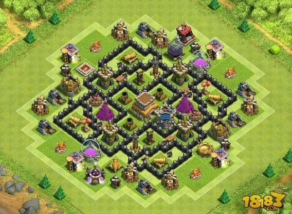 怎么摆部落冲突7本神阵，要能最大化利用陷阱的阵。