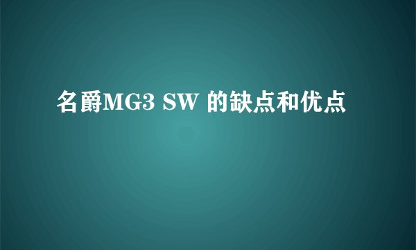 名爵MG3 SW 的缺点和优点