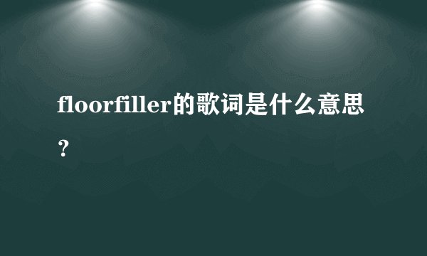 floorfiller的歌词是什么意思？