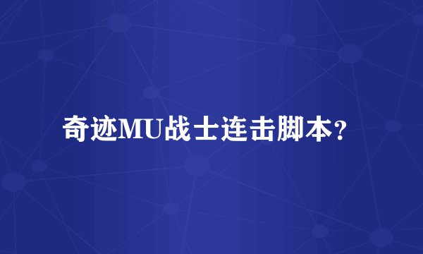 奇迹MU战士连击脚本？