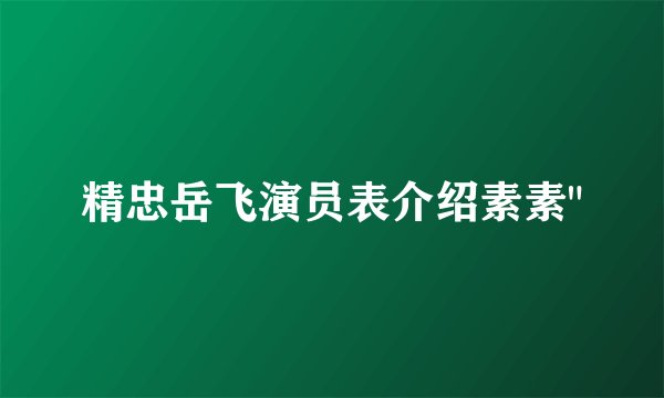 精忠岳飞演员表介绍素素