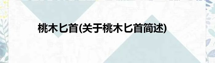 桃木匕首(关于桃木匕首简述)