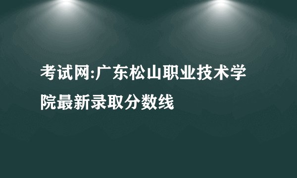 考试网:广东松山职业技术学院最新录取分数线