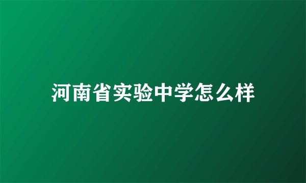 河南省实验中学怎么样