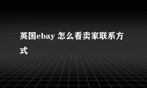 英国ebay 怎么看卖家联系方式