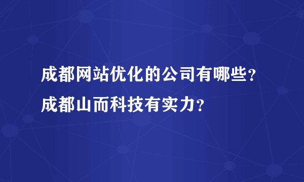 成都网站优化的公司有哪些？成都山而科技有实力？