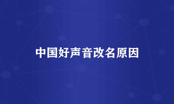 中国好声音改名原因