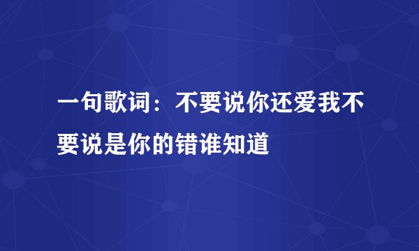 一句歌词：不要说你还爱我不要说是你的错谁知道