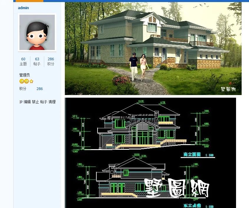 求一张别墅设计图纸及效果图