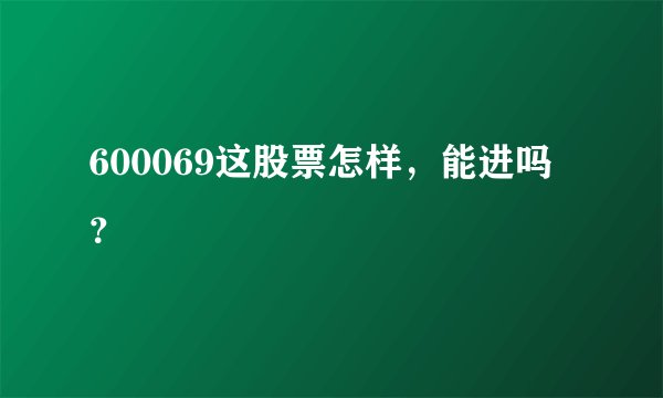600069这股票怎样，能进吗？