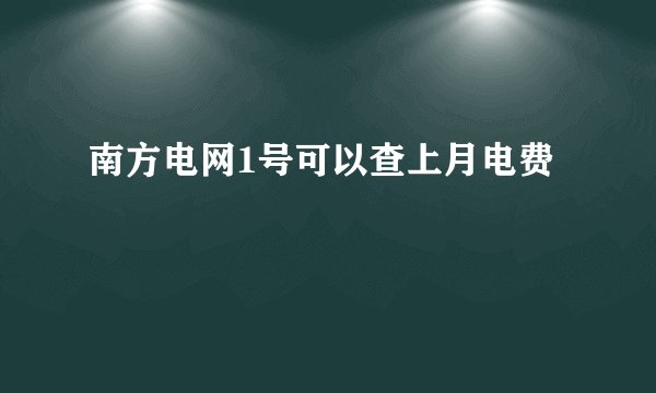 南方电网1号可以查上月电费