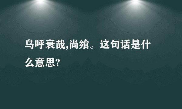 乌呼衰哉,尚飨。这句话是什么意思?