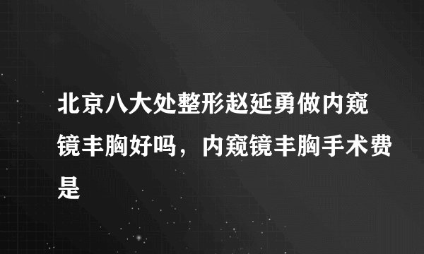 北京八大处整形赵延勇做内窥镜丰胸好吗，内窥镜丰胸手术费是
