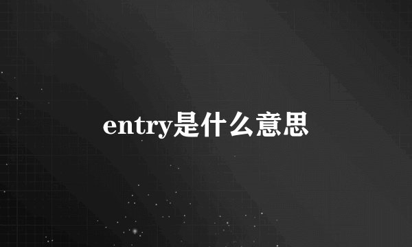 entry是什么意思