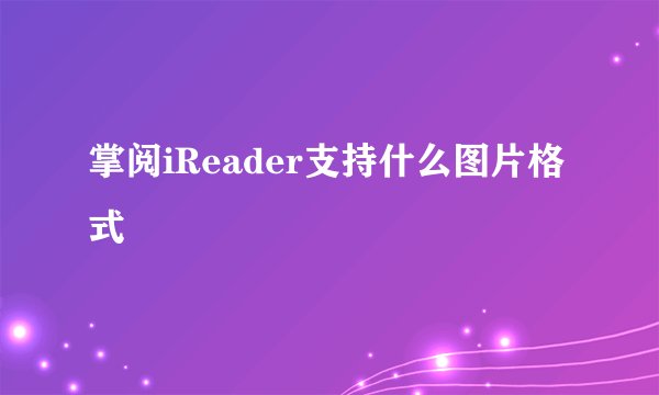 掌阅iReader支持什么图片格式