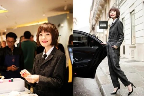 鲁豫现身巴黎 OL风格干练大方