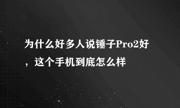 为什么好多人说锤子Pro2好，这个手机到底怎么样