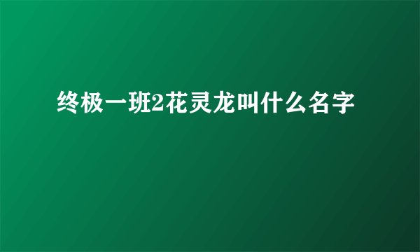 终极一班2花灵龙叫什么名字