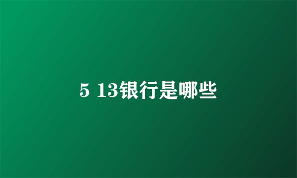 5 13银行是哪些